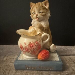 Country Artists Vintage Kitten with Cream “Your Sweet” Book Figurine